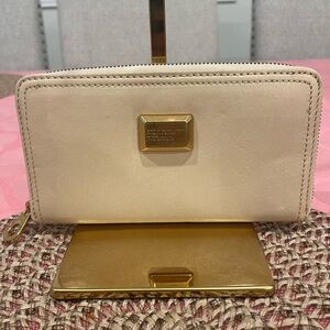 Marc By Marc Jacobs Cream Wallet with Gold Accents